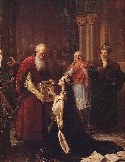 Jozef Simmler Queen Jadwiga's Oath. china oil painting image
